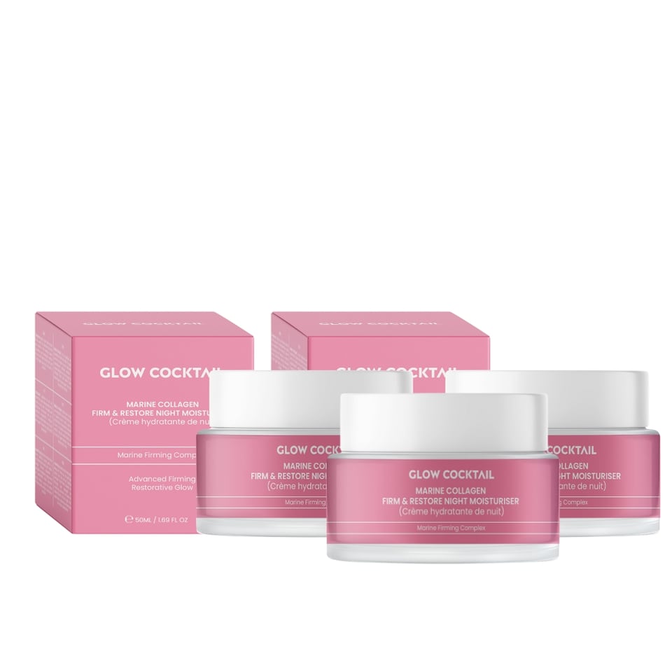 Glow Cocktail 3x Marine Collagen Firm & Restore Night Moisturiser 50ml