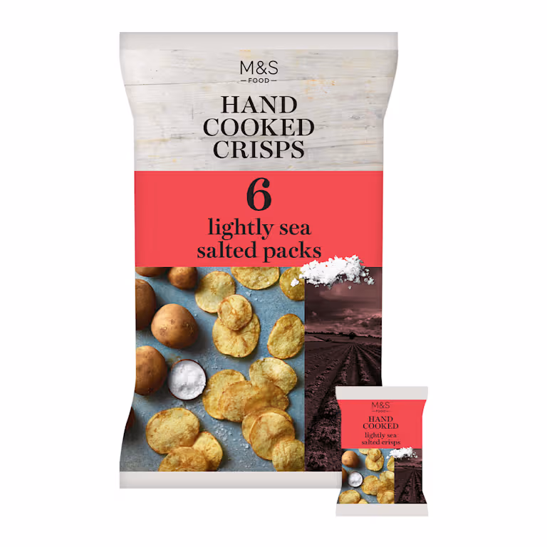 M&S Hand Cooked Lightly Sea Salted Crisps (6 Bags)