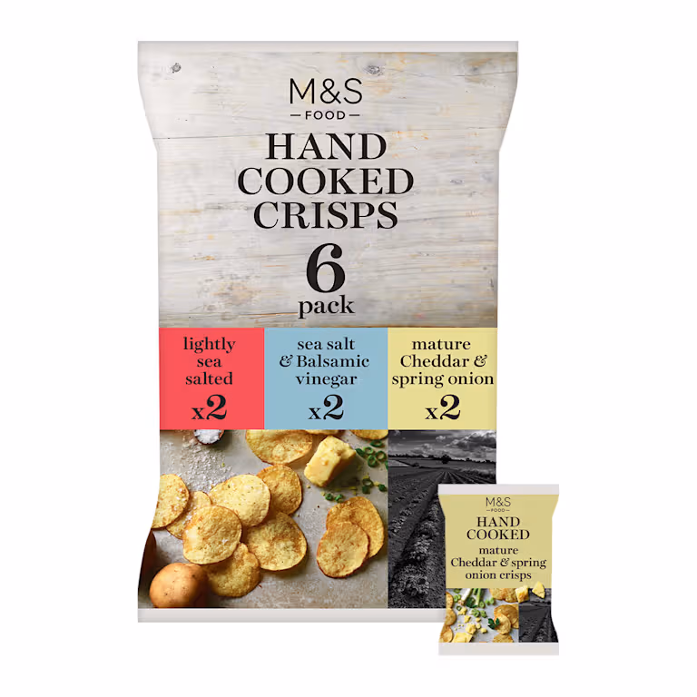 M&S Assorted Hand Cooked Crisps (6 Bags)