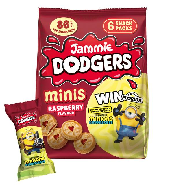 Jammie Dodgers 6 Snack Packs Minis Raspberry Flavour Biscuits
