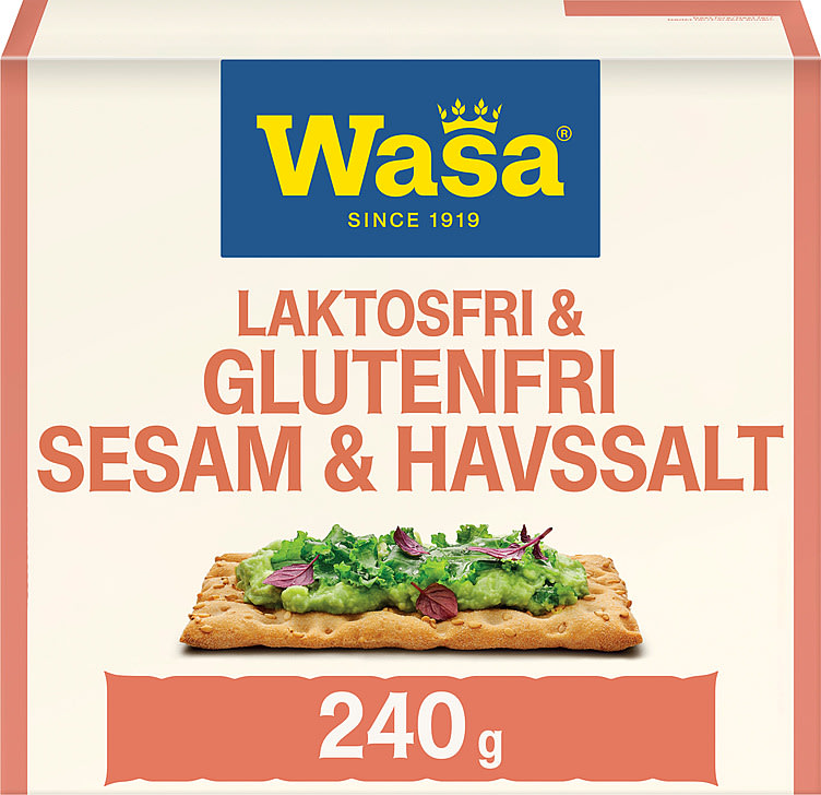 Knekkebrød Sesam&Havsalt Gl.Fri 240g Wasa