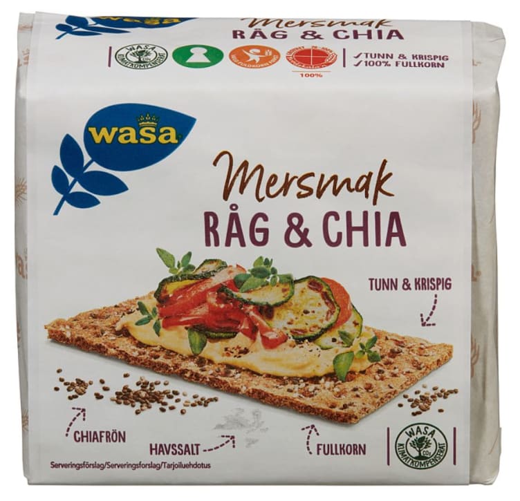 Rugknekkebrød Rug&Chia 245g Wasa