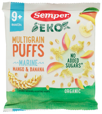 Semper Multigrain Puffs Mango&Banana 9m, 18g