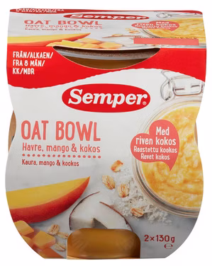 Oat Bowl med Havre, Mango og Kokos Fra 8 mnd, 2x130g, 260 g