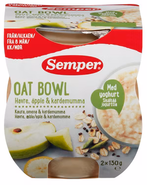Oat Bowl med Havre, Eple & Kardemomme Fra 8 mnd, 2x130gr, 260 g