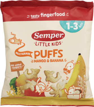 Semper Mutligrain Puff Mango,banan, 1-3 År
