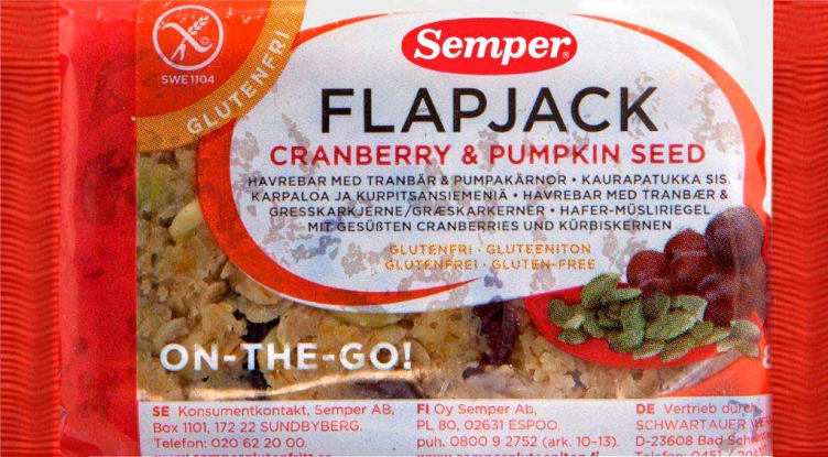 Flapjack Tranebær glutenfri 85g Semper