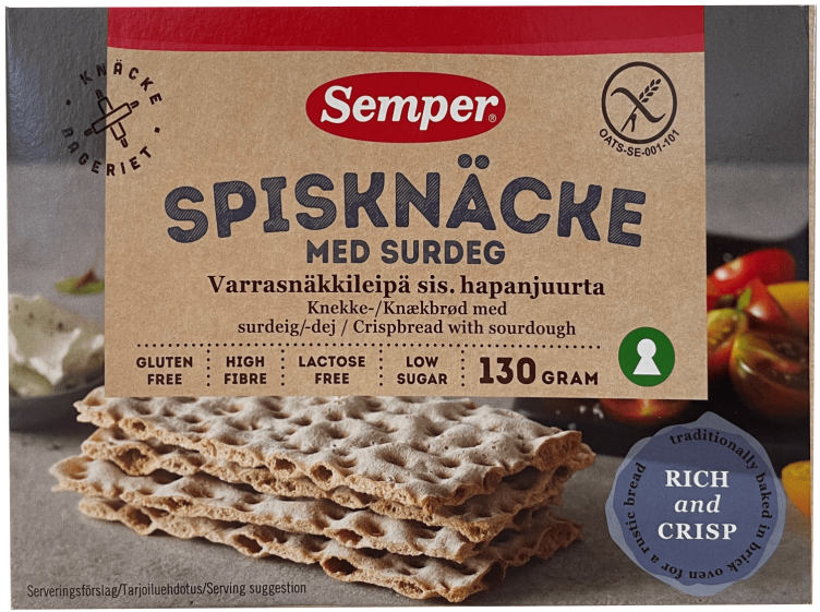 Knekkebrød m/Surdeig Gl.Fri 130g Semper