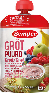 Semper Spiseklar Grøt Bringebær 6mnd