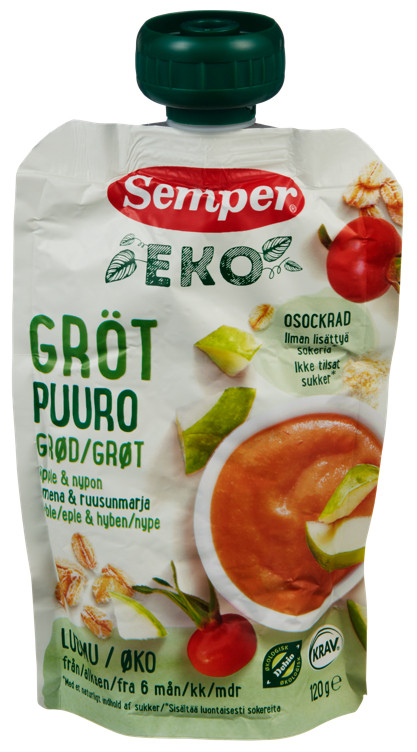 Grøt Nype&Eple 6mnd Økol 120g Semper