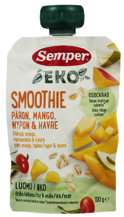 Smoothie Havre/ Pære/Mango/Nype 6mnd Økol 100g
