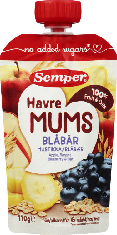 Fruktmums Blåbær med Havre 110g Semper