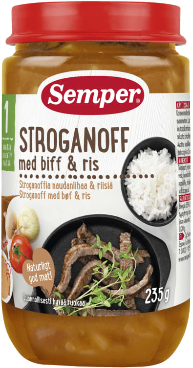 Stroganoff med Biff og Ris 1 År 235g Semper