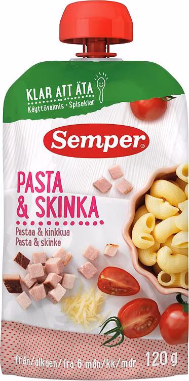 Pasta & skinke spiseklar Fra 6 mnd, 120 g