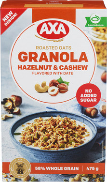 Axa Granola Hasselnøtt og Cashew 475g