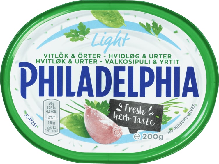 Philadelphia Light Hvitløk&Urter 200g