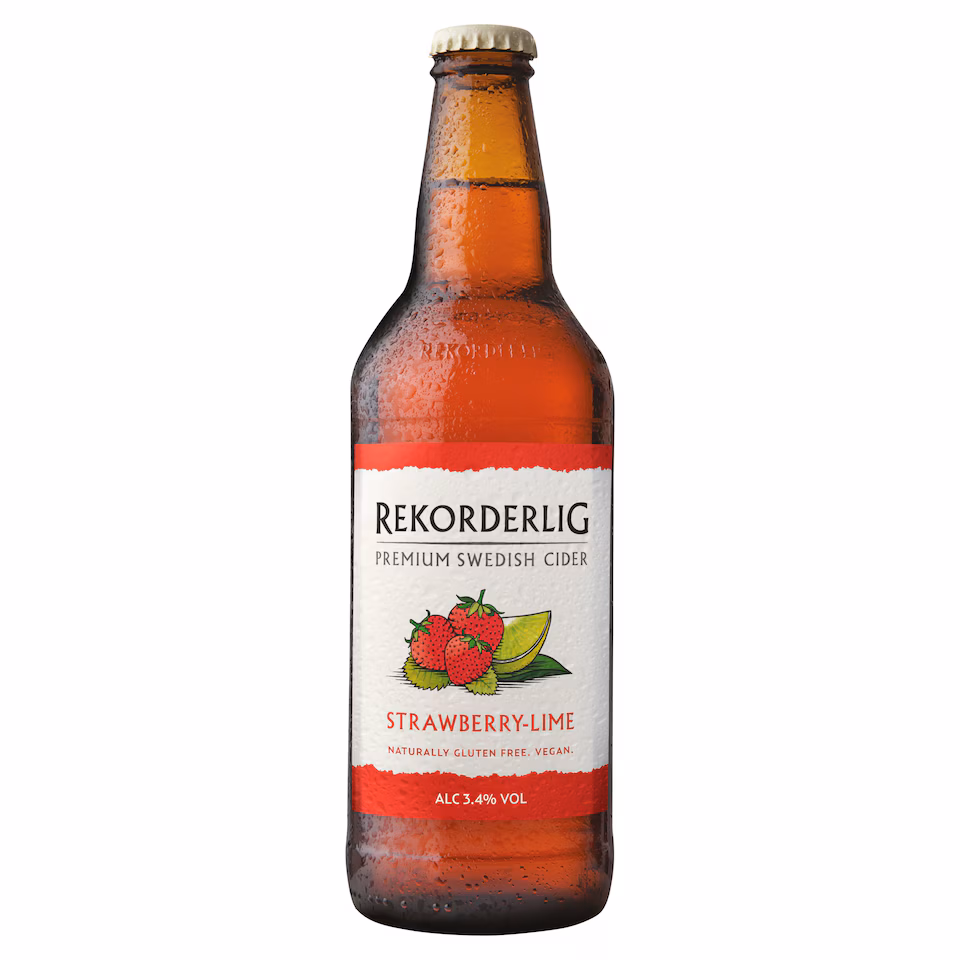 Rekorderlig Strawberry and Lime Premium Fruit Cider Bottle 500ml
