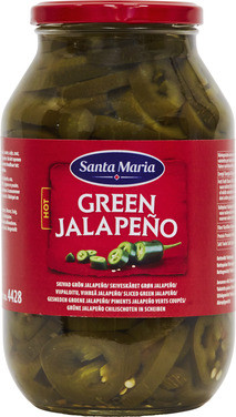 Green Jalapeño Hot Sliced 900g Santa Maria