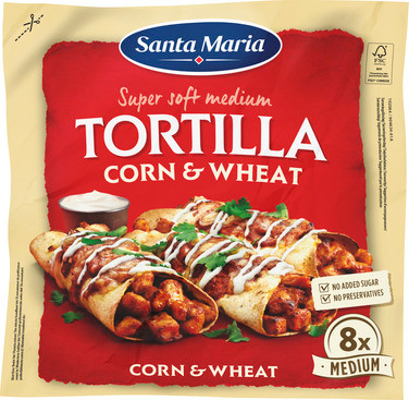 Tortilla Corn & Wheat Medium (8-pack) 336g Santa Maria