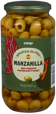 Green Pimiento Paste Stuffed Manzanilla Olives