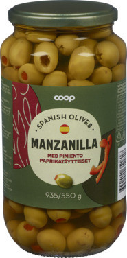 Green Pimiento Paste Stuffed Manzanilla Olives
