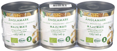 Org Supersweet Whole Corn Kernels, 3pck 3x150 g