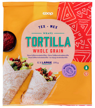 Wrap Tortilla Wholegrain, 25 Cm, 6 Pcs