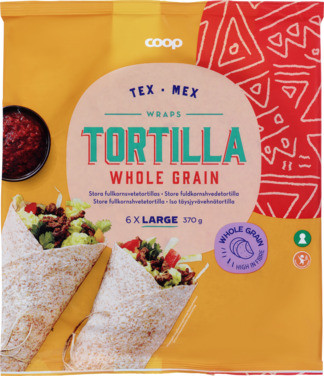 Wrap Tortilla Wholegrain, 25 Cm, 6 Pcs