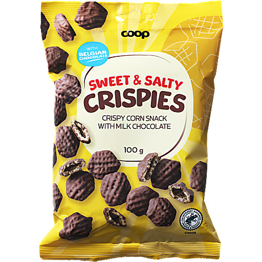 Majssnacks Melkesjokolade Crispies Chocolate 100g Coop