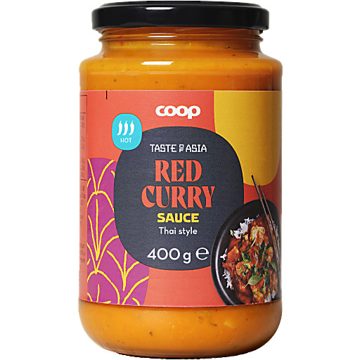 Saus Rød curry Hot 400g Coop