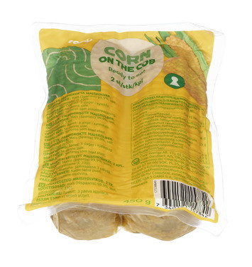 Pre-cooked sweet corn 2 cobs