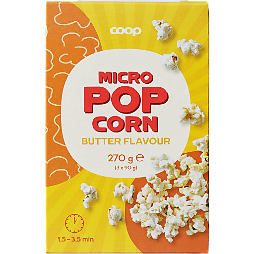 Micro Popcorn Smør 3-pack 270g Coop