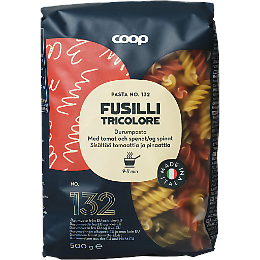 Pasta Fusilli Tricolore 500g Coop