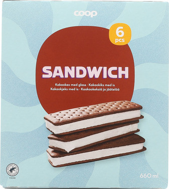 Sandwich Ice Cream, 6 X 110 ml Coop