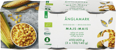 Org. Supersweet Whole Corn Kernels, 3pck. 3x150 g Änglamark