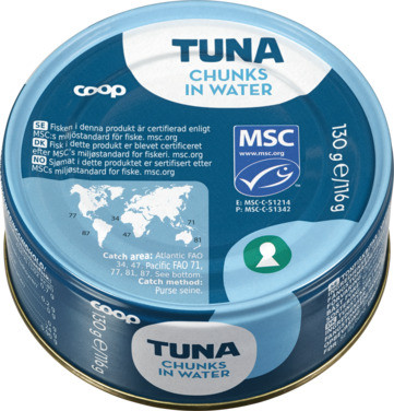 Tuna Chunks In Brine, Msc Skipjack (less) Coop