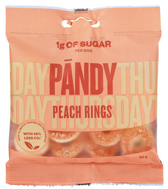 Pändy Candy Peach Rings uten Tilsatt Sukker