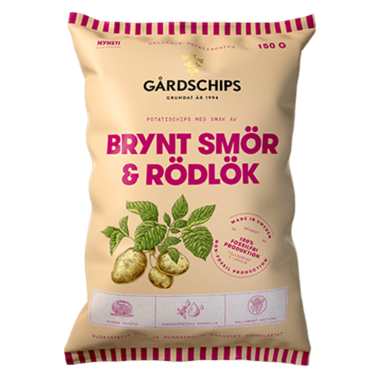 Gårdschips Brynt Smør&Rødløk 150g