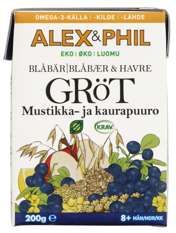 Grøt Blåbær&Havre +8mnd 200g Alex&Phil