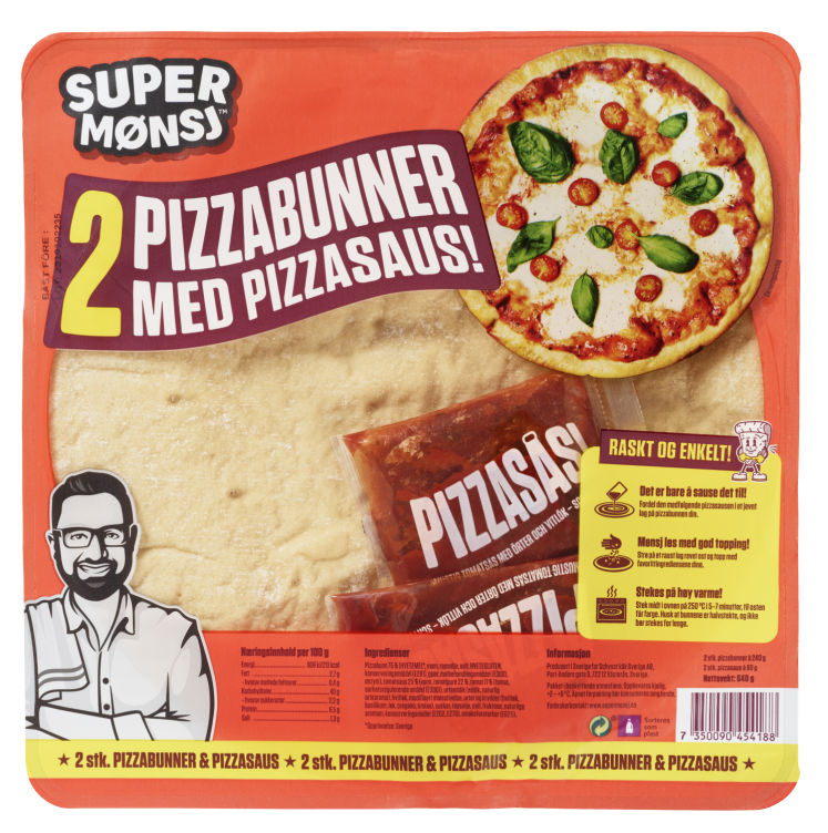 Pizzasett 2 pakke 640g Super Mønsj