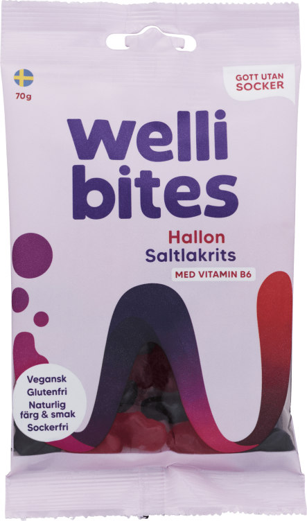 Wellbites Bringebær&Lakris 70g