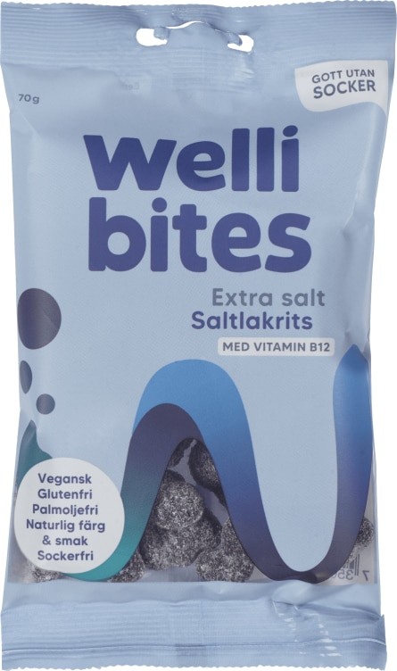 Wellibites Salt Lakris Sukkerfri 70g