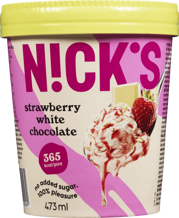 Nick's Iskrem Strawberry White Choc. 473ml