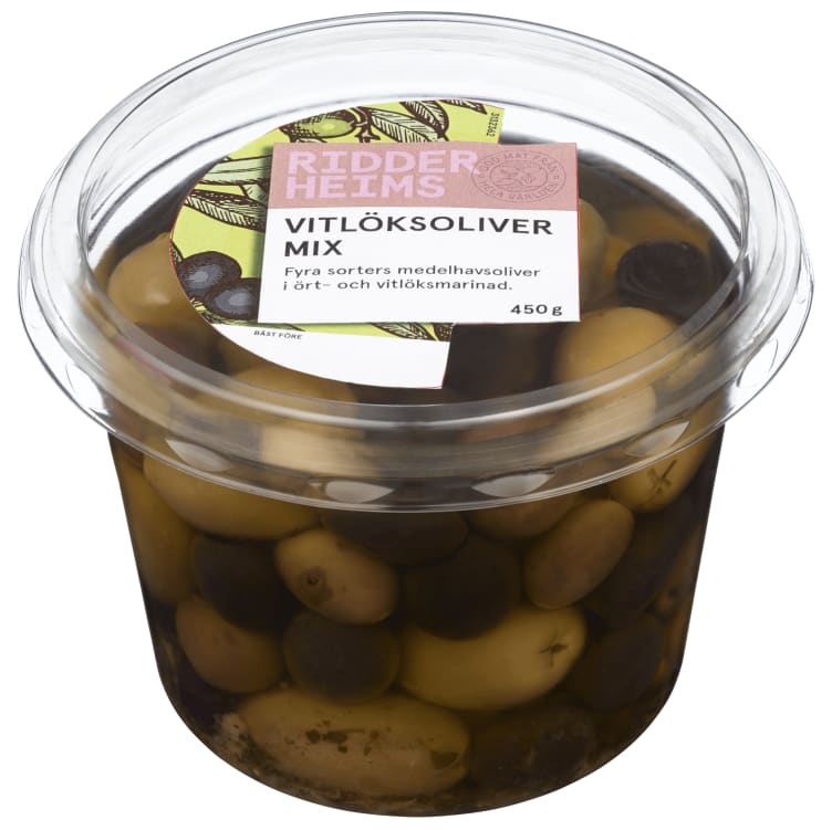 Oliven m/Hvitløk Mix 450g Ridderheims