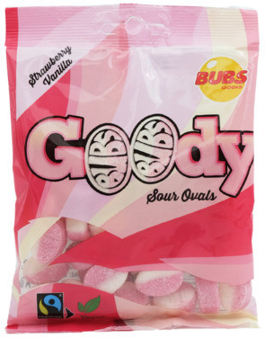 Bubs Sour Ovals Strawberry & Vanilla 90g