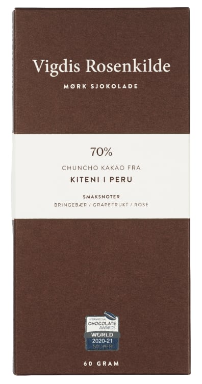 Kiteni Sjokolade 70% 60g Vigdis Rosenkilde
