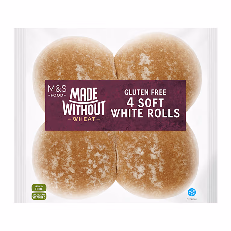 M&S Made Without Wheat Soft White Rolls (4 Pack)
