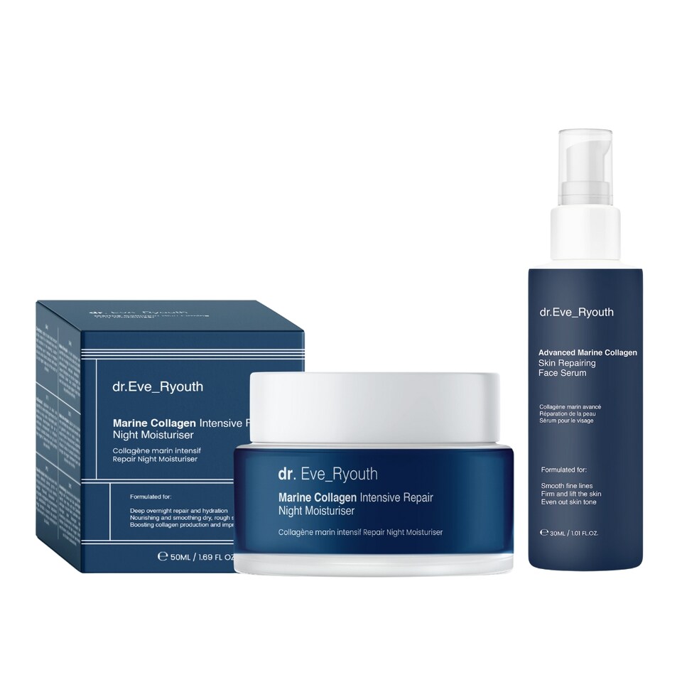 Dr. Eve_Ryouth Advanced Marine Collagen Skin Repairing Face Serum 30ml + Marine Collagen Intensive Repair Night Moisturiser 50ml
