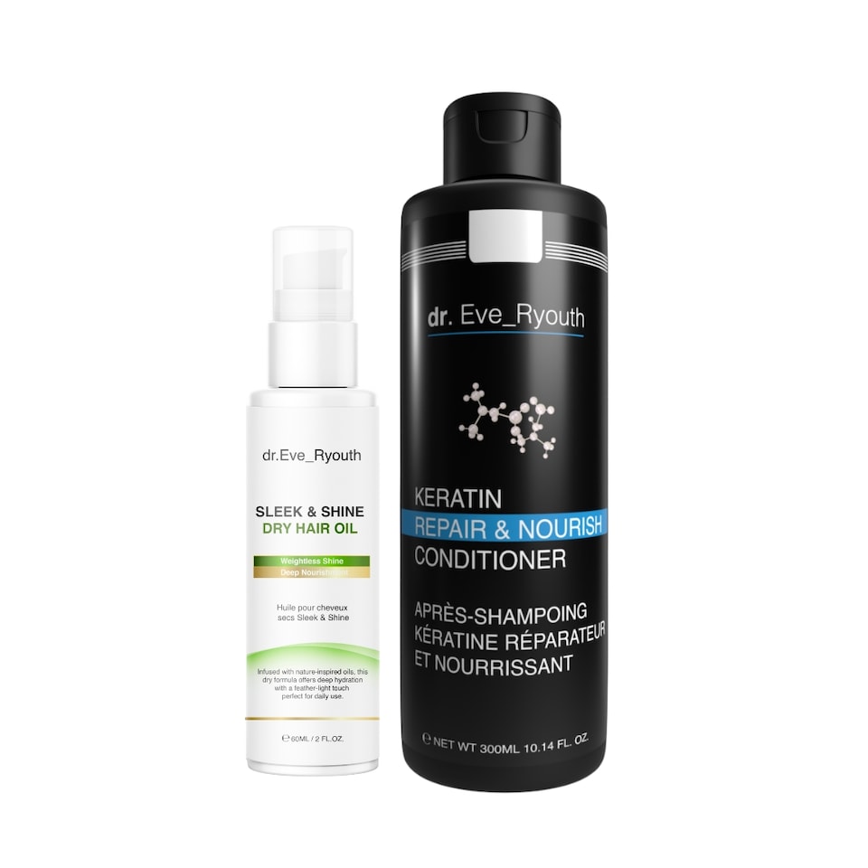 Dr. Eve_Ryouth Keratin Repair & Nourish Conditioner 300ml + Sleek & Shine Dry Hair Oil 60ml