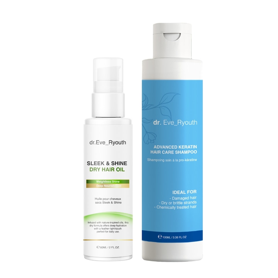 Dr. Eve_Ryouth Advanced Keratin Hair Care Shampoo 100ml + Sleek & Shine Dry Hair Oil 60ml